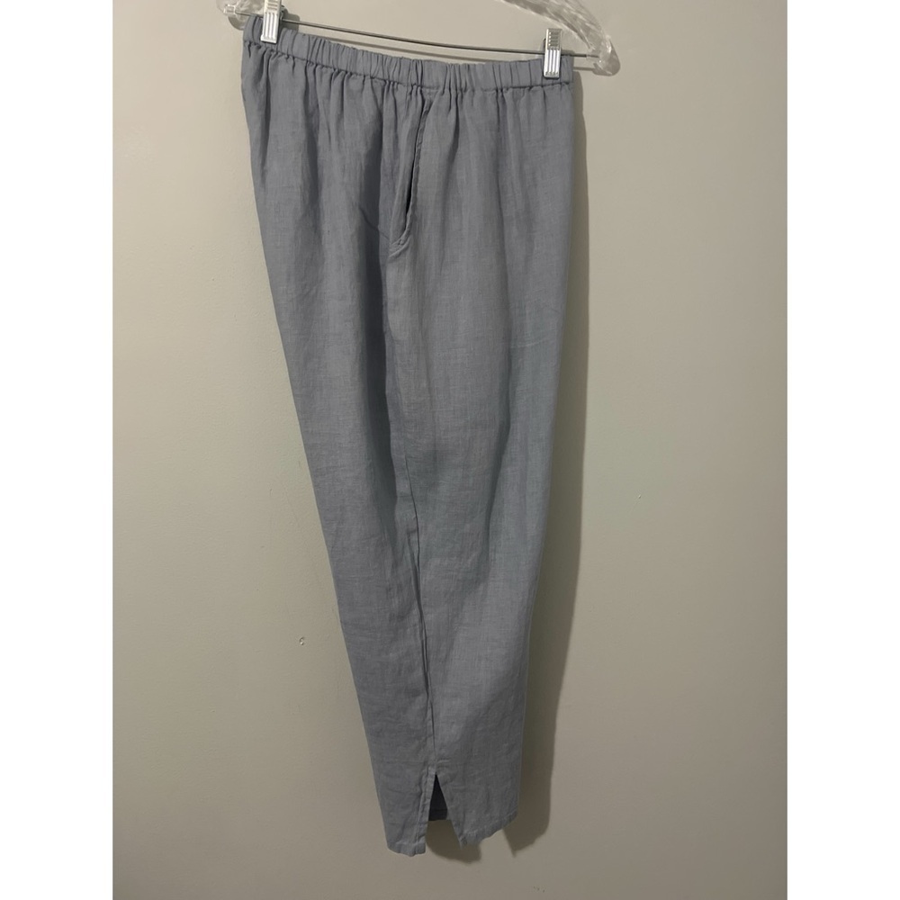 Flax Pants Women’s Medium Blue Linen Pull On Boho Lagenlook - Picture 9 of 14